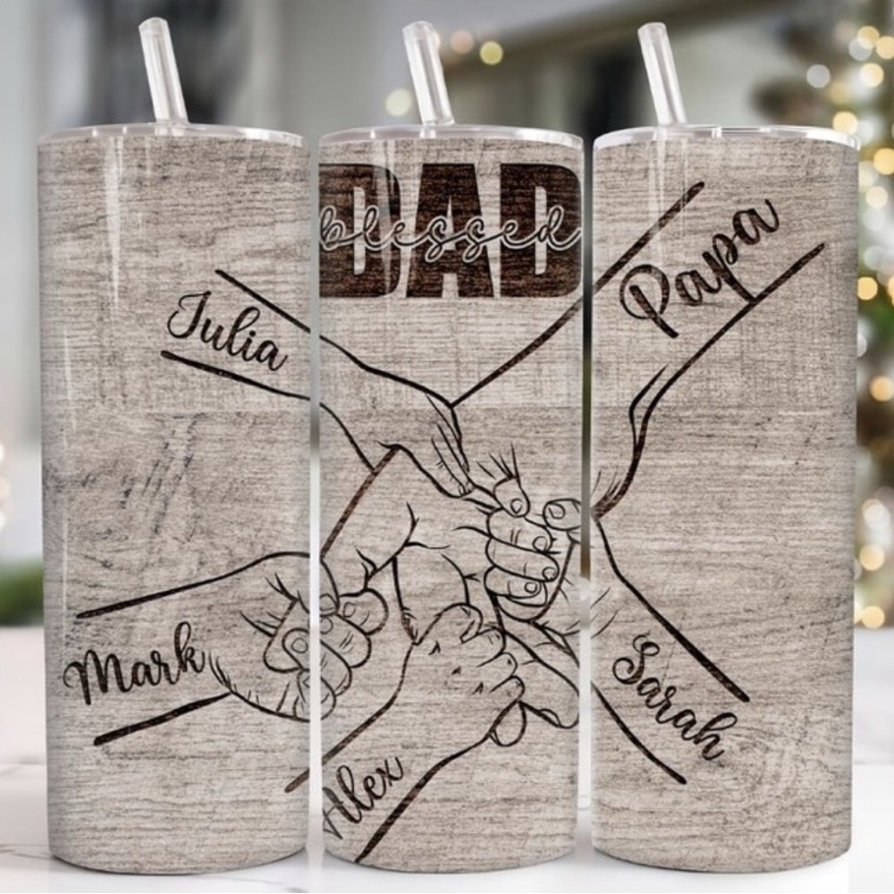 Personalized Dad Hands Tumbler